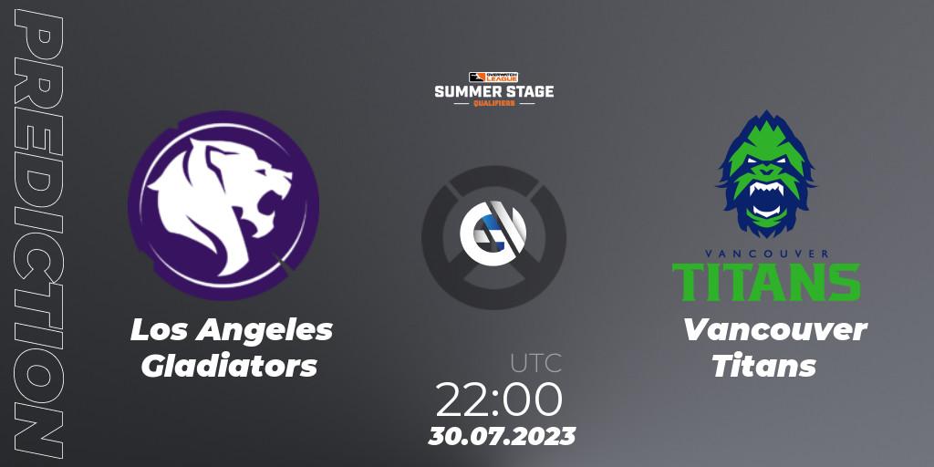 Pronósticos Los Angeles Gladiators - Vancouver Titans. 30.07.23. Overwatch League 2023 - Summer Stage Qualifiers - Overwatch