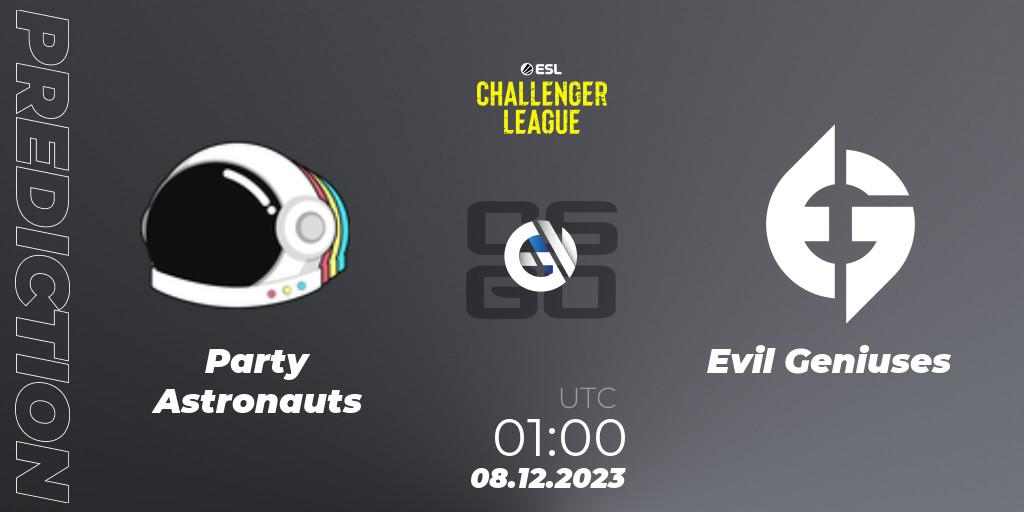 Pronósticos Party Astronauts - Evil Geniuses. 08.12.23. ESL Challenger League Season 46: North America - CS2 (CS:GO)
