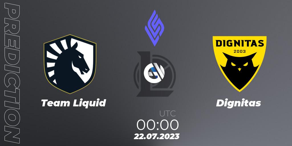 Pronósticos Team Liquid - Dignitas. 22.07.23. LCS Summer 2023 - Group Stage - LoL