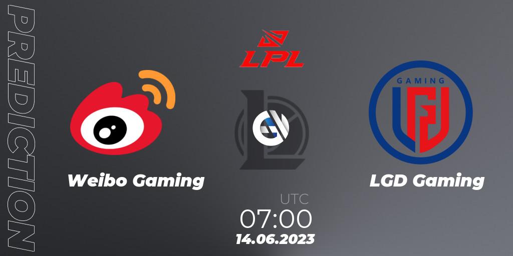 Pronósticos Weibo Gaming - LGD Gaming. 14.06.23. LPL Summer 2023 Regular Season - LoL