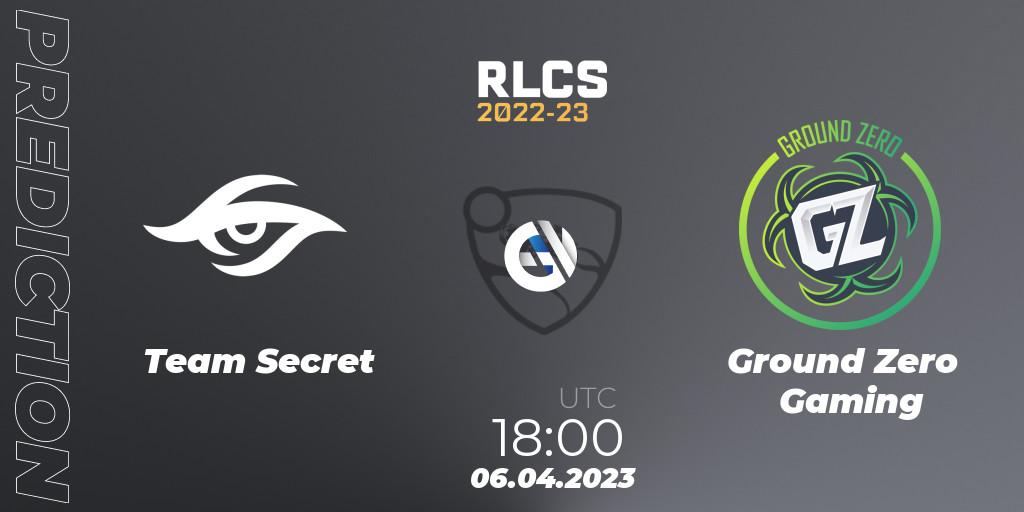 Pronósticos Team Secret - Ground Zero Gaming. 06.04.23. RLCS 2022-23 - Winter Split Major - Rocket League