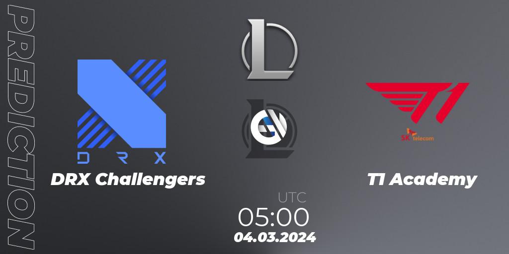 Pronósticos DRX Challengers - T1 Academy. 04.03.24. LCK Challengers League 2024 Spring - Group Stage - LoL