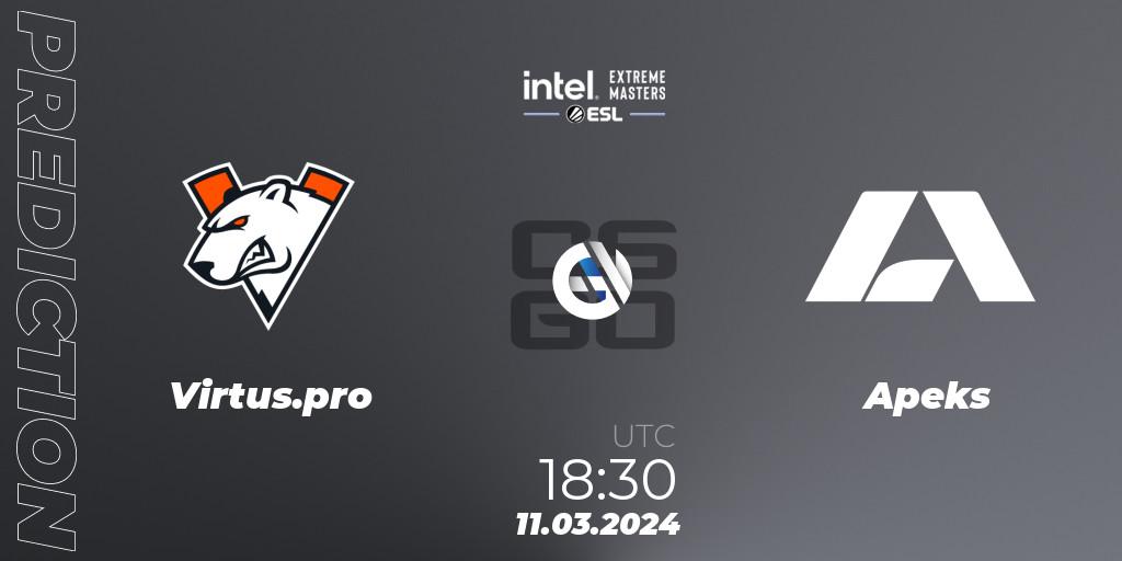 Pronósticos Virtus.pro - Apeks. 11.03.24. Intel Extreme Masters Dallas 2024: European Closed Qualifier - CS2 (CS:GO)