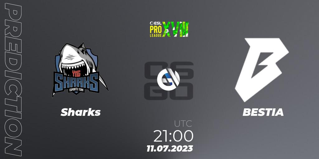 Pronósticos Sharks - BESTIA. 11.07.23. ESL Pro League Season 18: South American Qualifier - CS2 (CS:GO)