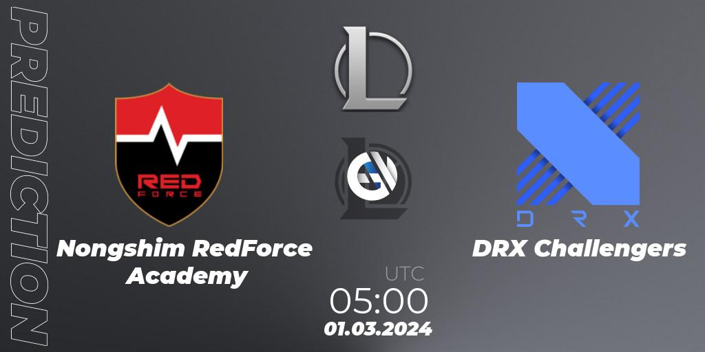 Pronósticos Nongshim RedForce Academy - DRX Challengers. 01.03.24. LCK Challengers League 2024 Spring - Group Stage - LoL