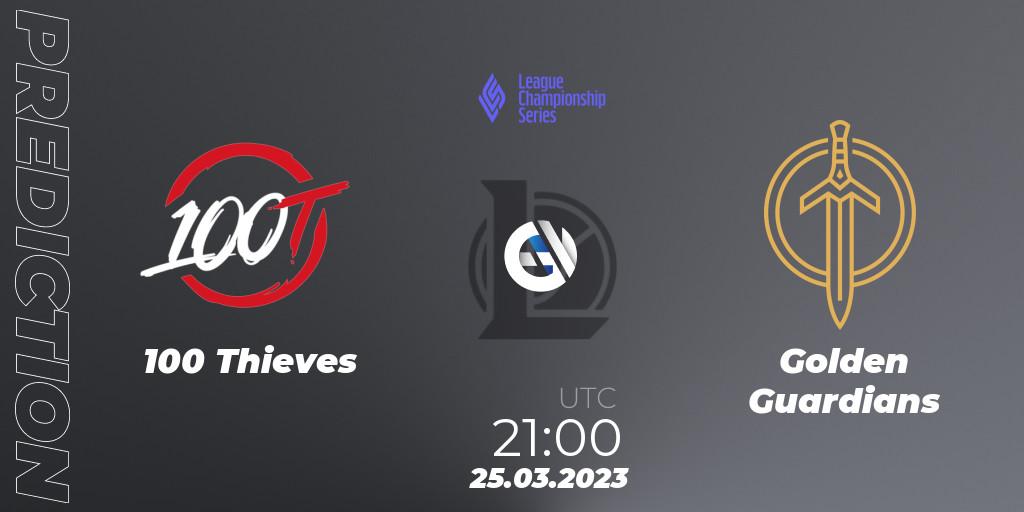 Pronósticos 100 Thieves - Golden Guardians. 25.03.23. LCS Spring 2023 - Playoffs - LoL