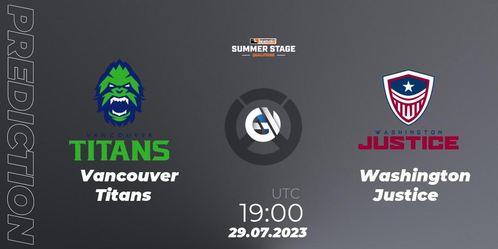 Pronósticos Vancouver Titans - Washington Justice. 29.07.23. Overwatch League 2023 - Summer Stage Qualifiers - Overwatch