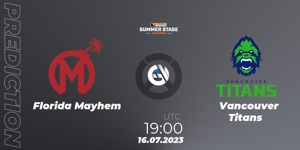 Pronósticos Florida Mayhem - Vancouver Titans. 16.07.23. Overwatch League 2023 - Summer Stage Qualifiers - Overwatch