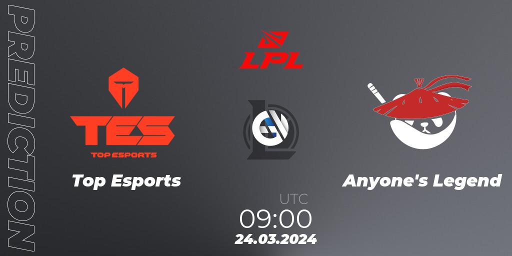 Pronósticos Top Esports - Anyone's Legend. 24.03.24. LPL Spring 2024 - Group Stage - LoL