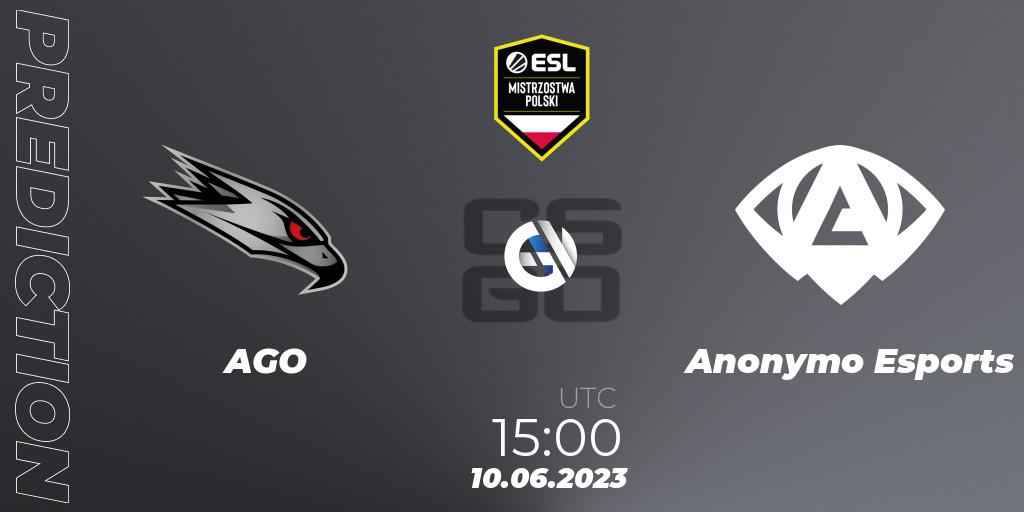 Pronósticos AGO - Anonymo Esports. 10.06.23. ESL Polish Championship Spring 2023 - CS2 (CS:GO)