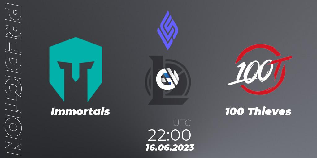 Pronósticos Immortals - 100 Thieves. 23.06.23. LCS Summer 2023 - Group Stage - LoL