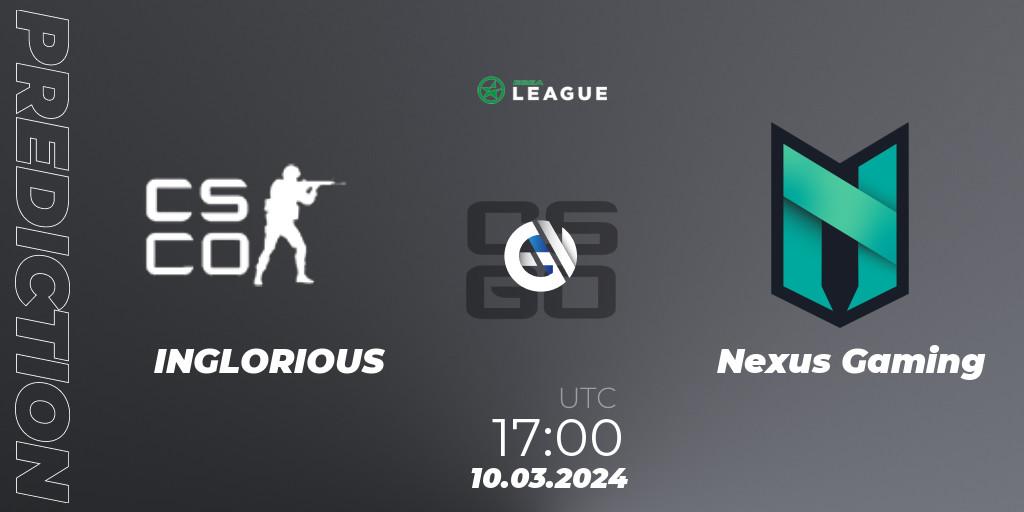 Pronósticos INGLORIOUS - Nexus Gaming. 10.03.24. ESEA Season 48: Advanced Division - Europe - CS2 (CS:GO)