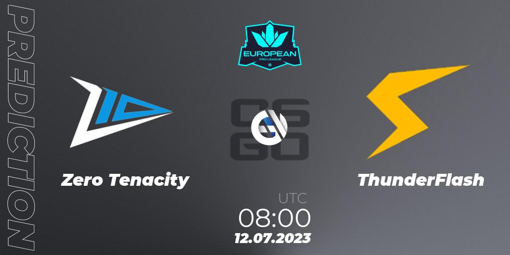 Pronósticos Zero Tenacity - ThunderFlash. 12.07.23. European Pro League Season 9 - CS2 (CS:GO)