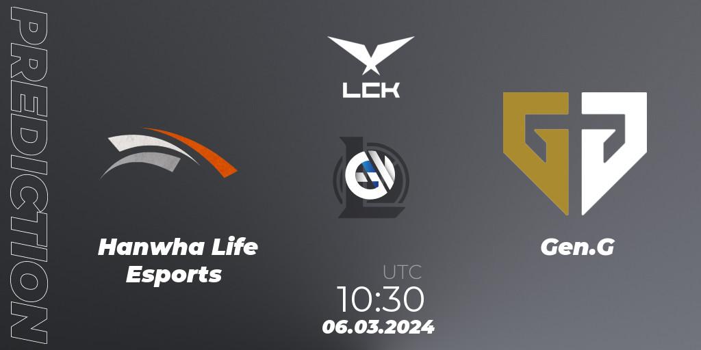 Pronósticos Hanwha Life Esports - Gen.G. 06.03.24. LCK Spring 2024 - Group Stage - LoL