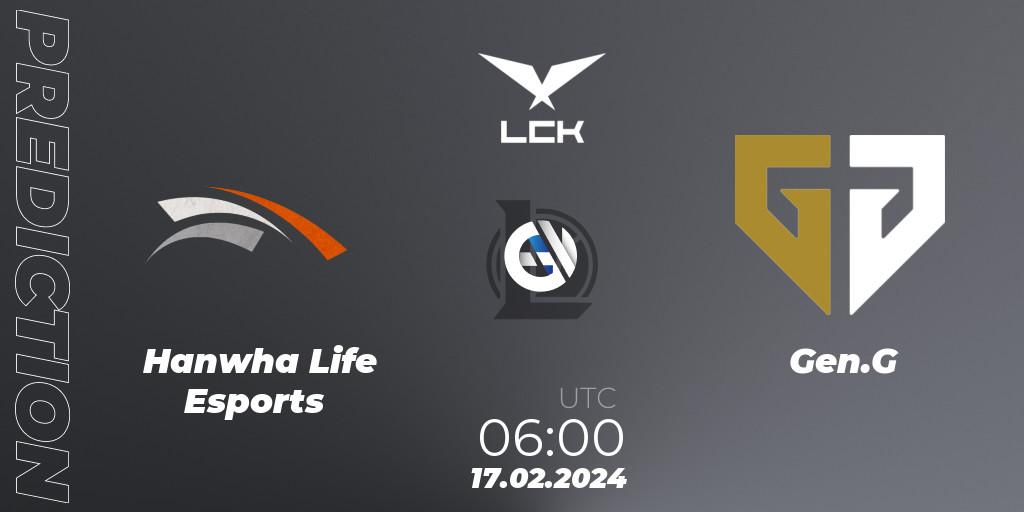 Pronósticos Hanwha Life Esports - Gen.G. 17.02.24. LCK Spring 2024 - Group Stage - LoL