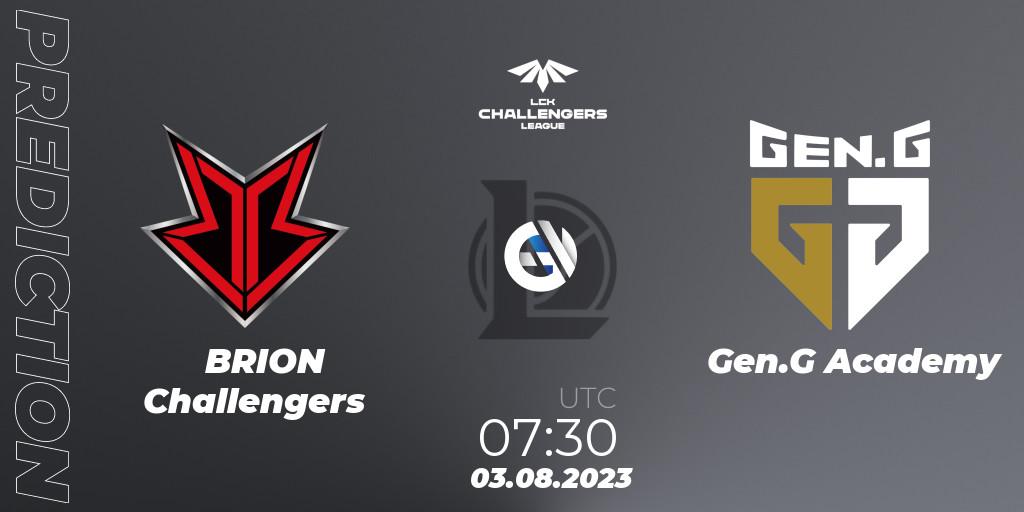 Pronósticos BRION Challengers - Gen.G Academy. 03.08.23. LCK Challengers League 2023 Summer - Group Stage - LoL