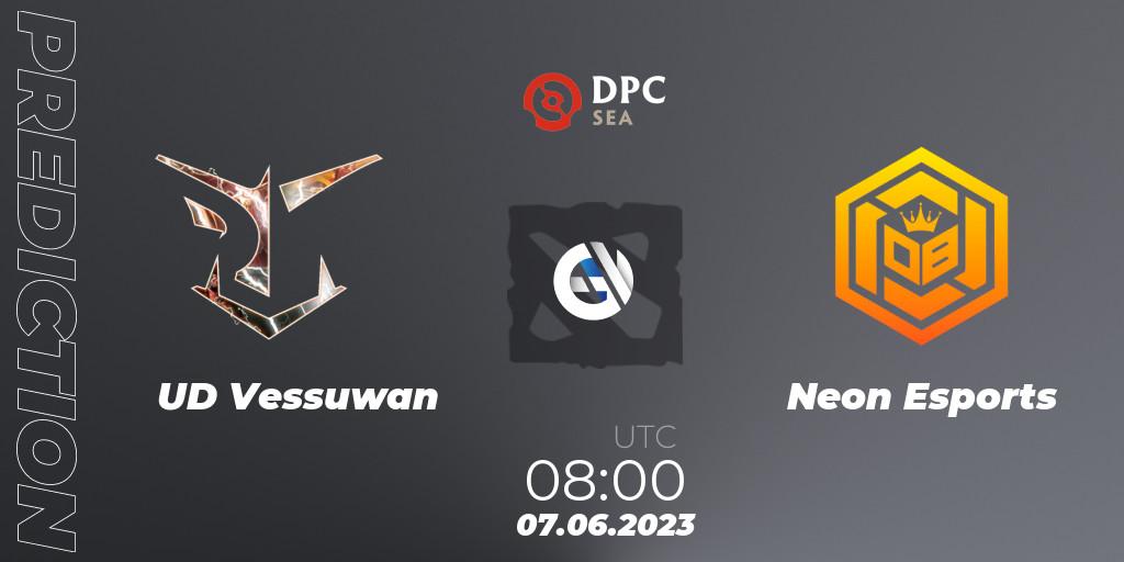 Pronósticos UD Vessuwan - Neon Esports. 07.06.23. DPC 2023 Tour 3: SEA Division II (Lower) - Dota 2