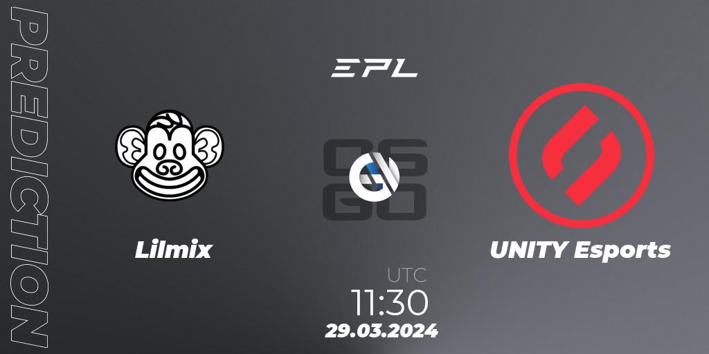 Pronósticos Lilmix - UNITY Esports. 29.03.24. European Pro League Season 16: Division 2 - CS2 (CS:GO)