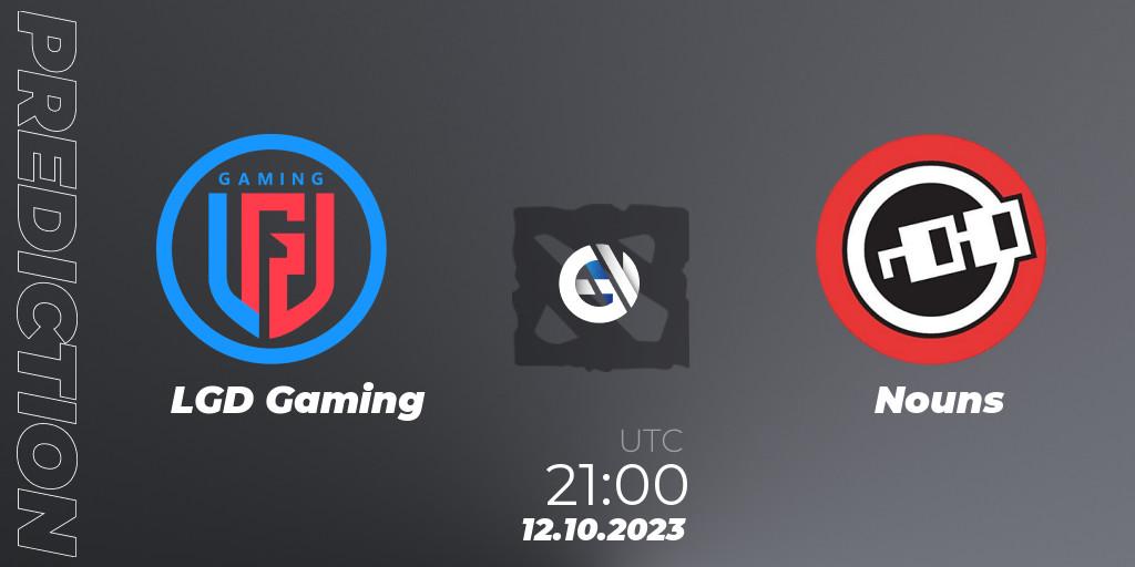 Pronósticos LGD Gaming - Nouns. 12.10.23. The International 2023 - Group Stage - Dota 2