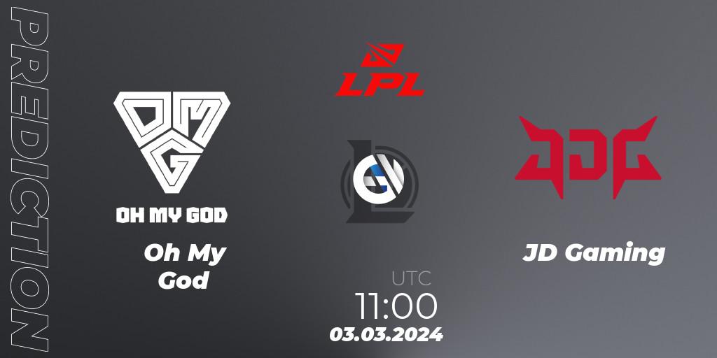 Pronósticos Oh My God - JD Gaming. 03.03.24. LPL Spring 2024 - Group Stage - LoL