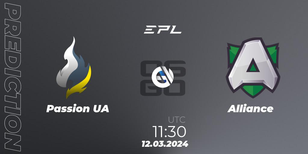 Pronósticos Passion UA - Alliance. 12.03.24. European Pro League Season 14 - CS2 (CS:GO)