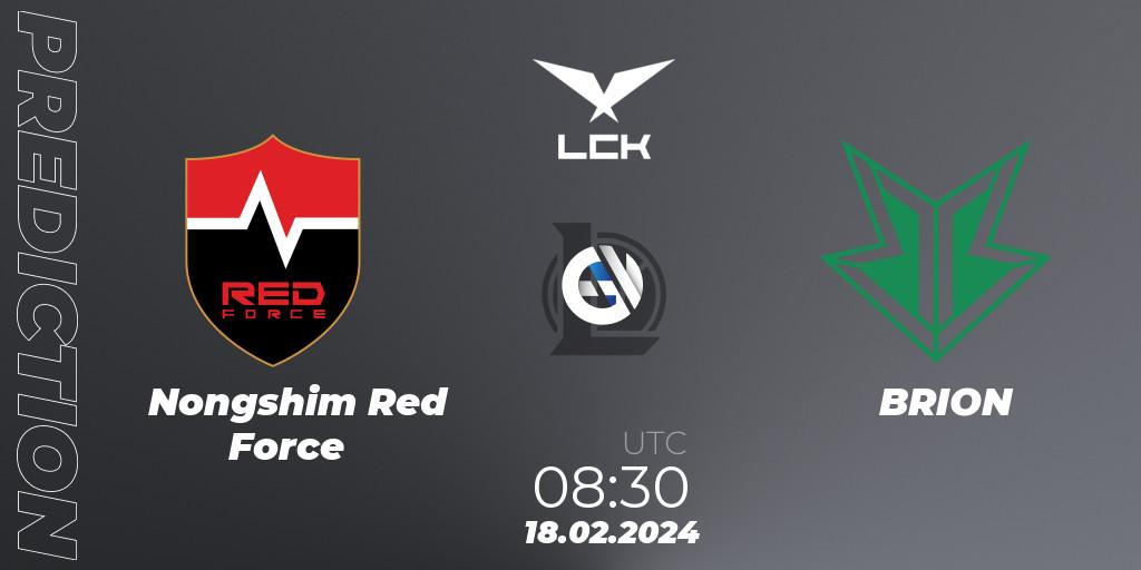 Pronósticos Nongshim Red Force - BRION. 18.02.24. LCK Spring 2024 - Group Stage - LoL