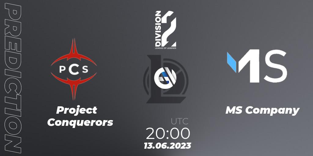 Pronósticos Project Conquerors - MS Company. 13.06.23. LFL Division 2 Summer 2023 - Group Stage - LoL