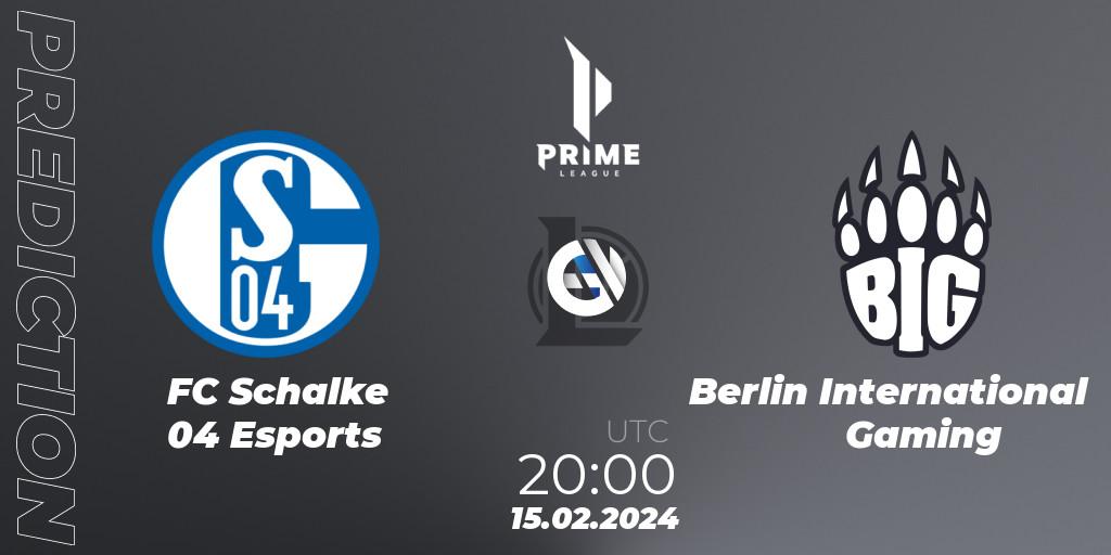 Pronósticos FC Schalke 04 Esports - Berlin International Gaming. 15.02.24. Prime League Spring 2024 - Group Stage - LoL