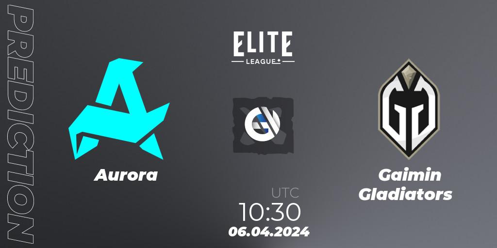 Pronósticos Aurora - Gaimin Gladiators. 06.04.24. Elite League: Round-Robin Stage - Dota 2