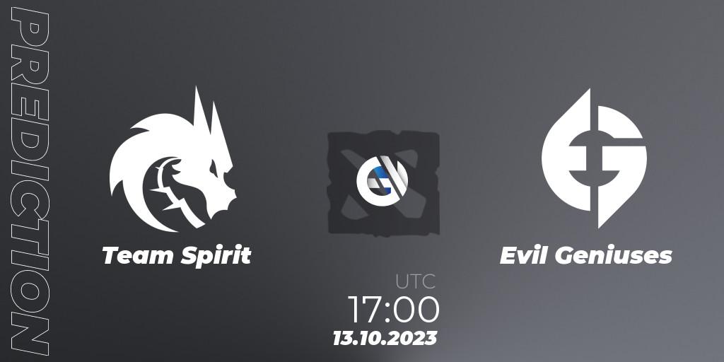 Pronósticos Team Spirit - Evil Geniuses. 13.10.23. The International 2023 - Group Stage - Dota 2