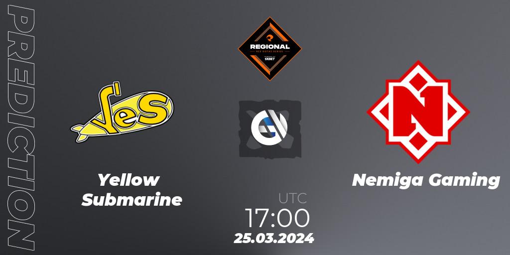 Pronósticos Yellow Submarine - Nemiga Gaming. 25.03.24. RES Regional Series: EU #1 - Dota 2