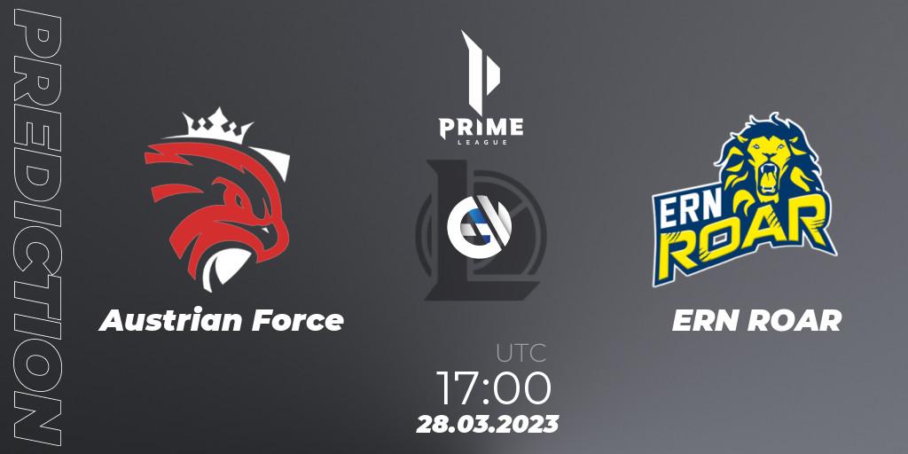 Pronósticos Austrian Force - ERN ROAR. 28.03.23. Prime League 2nd Division Spring 2023 - Playoffs - LoL