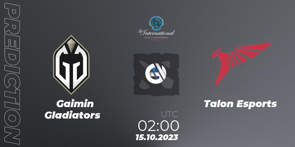 Pronósticos Gaimin Gladiators - Talon Esports. 14.10.23. The International 2023 - Group Stage - Dota 2
