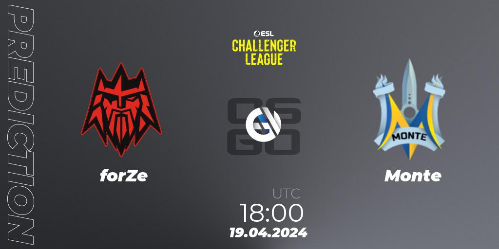 Pronósticos forZe - Monte. 19.04.24. ESL Challenger League Season 47: Europe - CS2 (CS:GO)