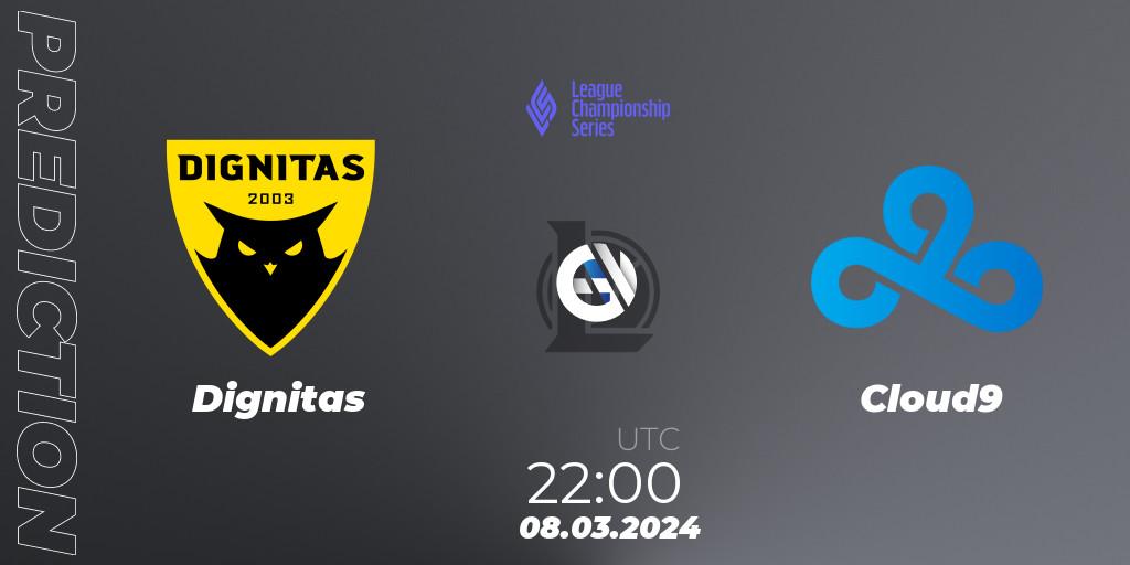 Pronósticos Dignitas - Cloud9. 08.03.24. LCS Spring 2024 - Group Stage - LoL