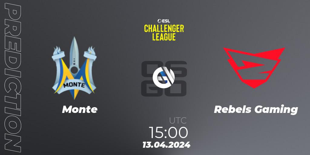 Pronósticos Monte - Rebels Gaming. 13.04.24. ESL Challenger League Season 47: Europe - CS2 (CS:GO)