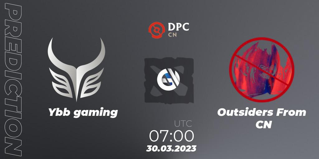 Pronósticos Ybb gaming - Outsiders From CN. 30.03.23. DPC 2023 Tour 2: China Division I (Upper) - Dota 2