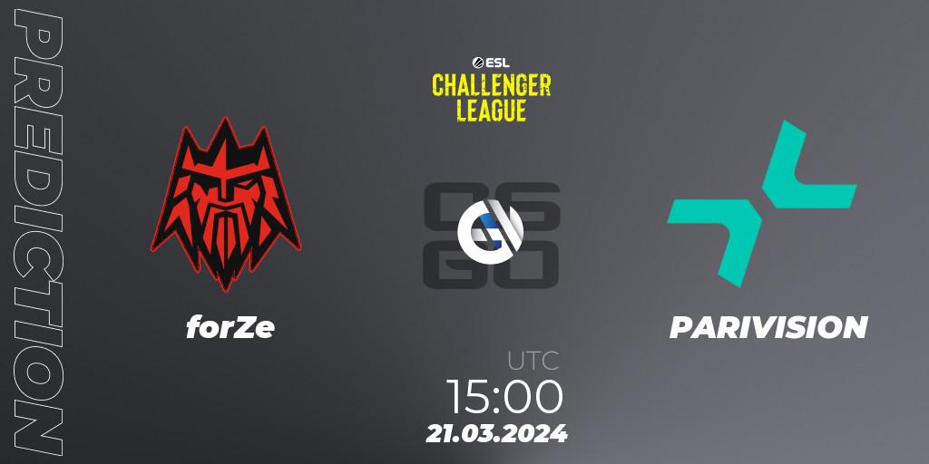 Pronósticos forZe - PARIVISION. 21.03.24. ESL Challenger League Season 47: Europe - CS2 (CS:GO)
