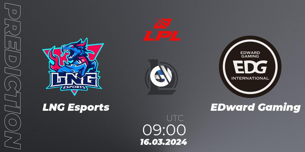 Pronósticos LNG Esports - EDward Gaming. 16.03.24. LPL Spring 2024 - Group Stage - LoL