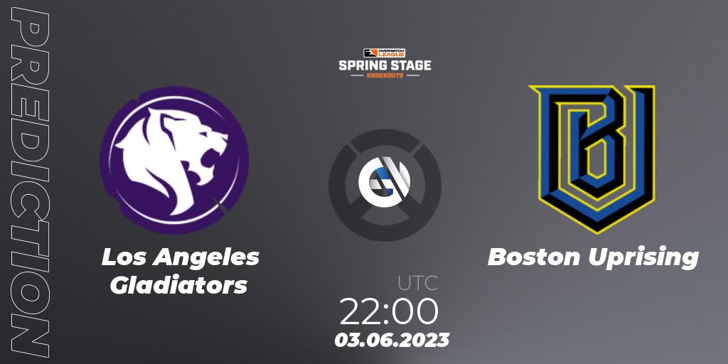 Pronósticos Los Angeles Gladiators - Boston Uprising. 03.06.23. OWL Stage Knockouts Spring 2023 - Overwatch