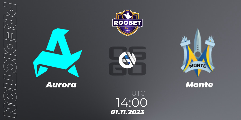 Pronósticos Aurora - Monte. 01.11.23. Roobet Cup 2023 - CS2 (CS:GO)